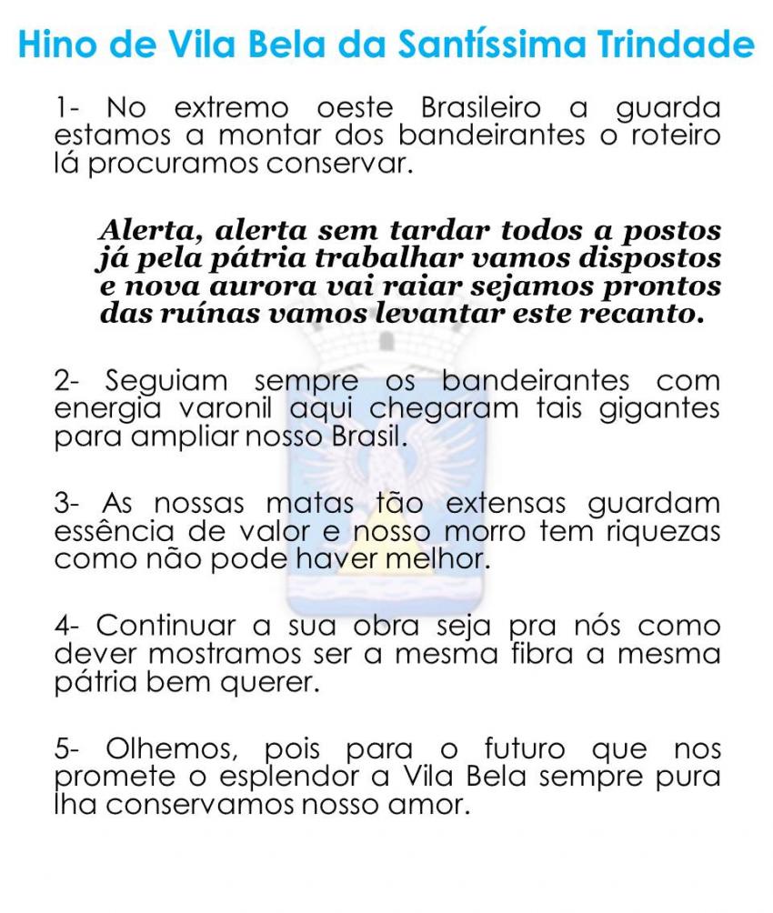 Hino de Vila Bela da Santíssima Trindade